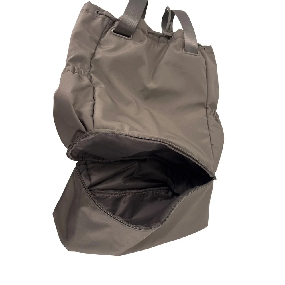 Beyond‎ Yoga Womens Convertible Backpack Tote Bag Taupe Brown Nylon Gym Travel